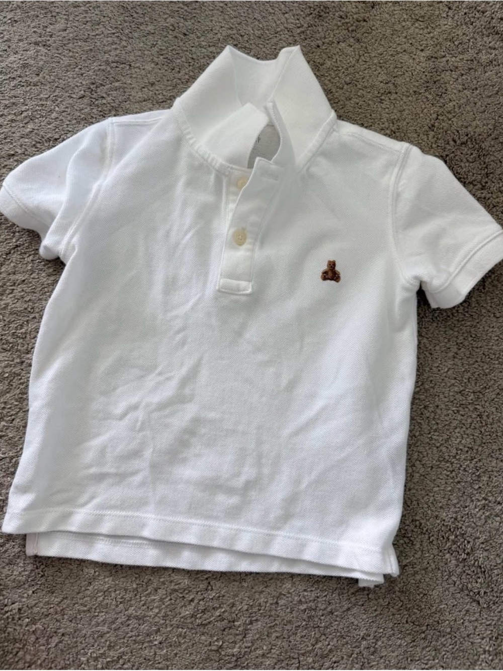 GAP White Polo with Embroidered Brown Bear